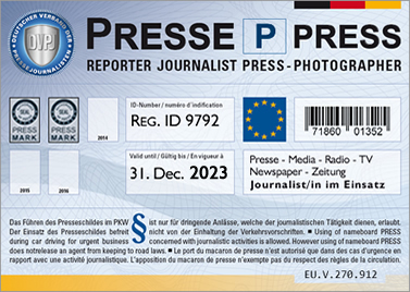 Presseausweis-Presseschild
